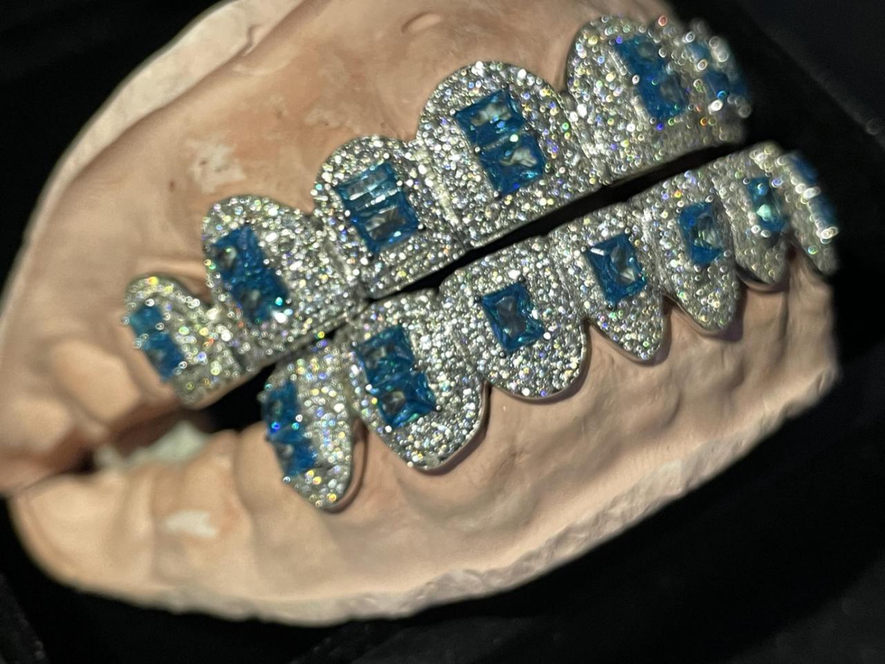 TG012 — WGP Plain Grillz S925 White Gold Plated - Top 8 & Bottom 8