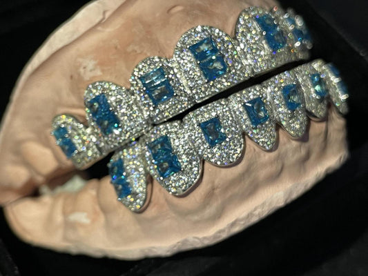 TG012 — WGP Plain Grillz S925 White Gold Plated - Top 8 & Bottom 8